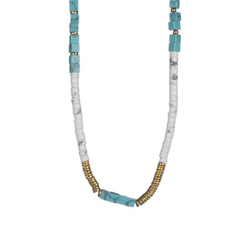 Collier de bijoux en acier inoxydable, Acier inoxydable 304, avec Pierre naturelle, avec 5cm chaînes de rallonge, fait à la main, bijoux de mode & pour femme, Or, Longueur:42 cm, Vendu par PC