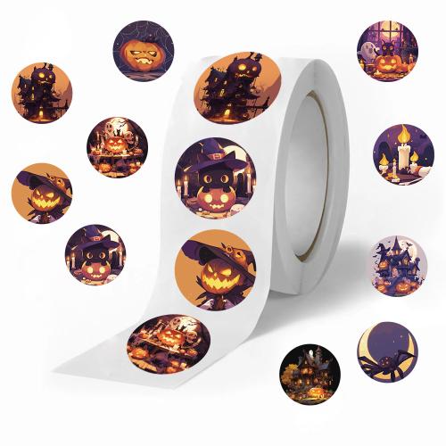 Sticker Paper, printing, Halloween Design & mixed pattern & DIY, 500PCs/Spool, Sold By Spool