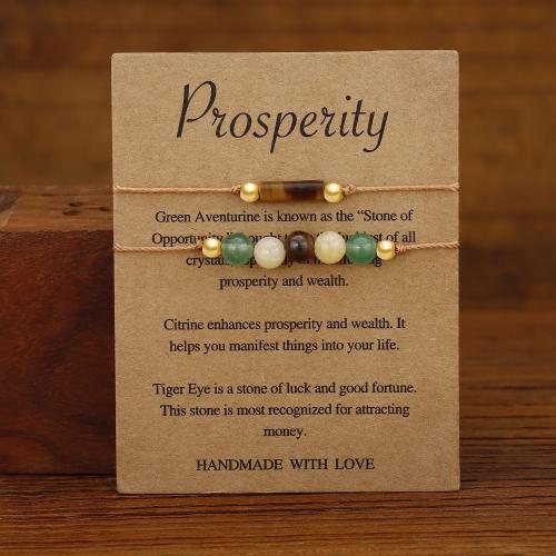 Gemstone Bracelets, Green Aventurine, with Tiger Eye & Brass, handmade, 2 pieces & fashion jewelry & Unisex, Sold By Set