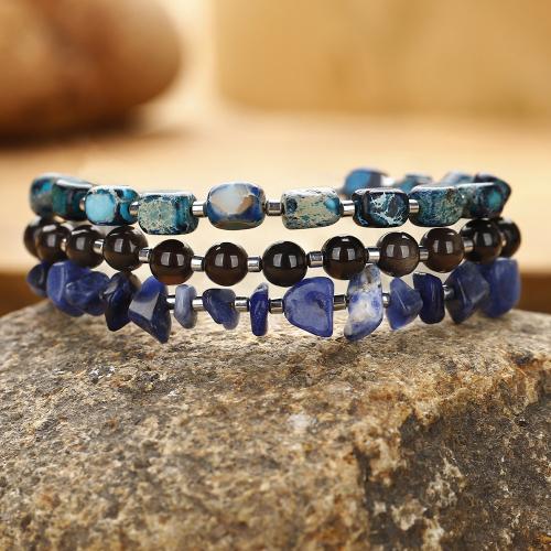 Gemstone Bracelets, Gold Obsidian, with Gemstone & Impression Jasper, handmade, fashion jewelry & multilayer & for woman, multi-colored, Length:52 cm, Sold By PC