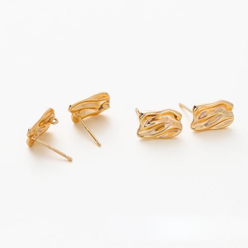 Brass Earring Stud Component plated DIY golden Sold By PC