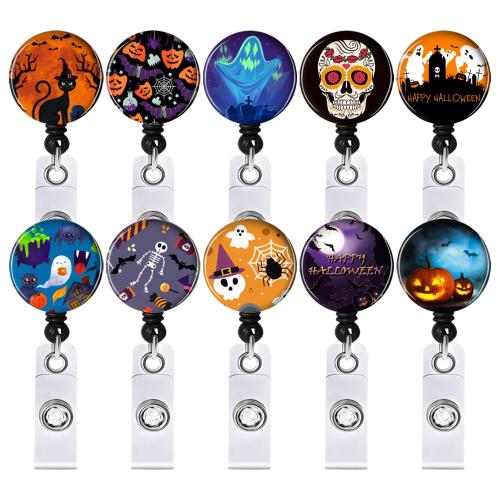 ABS Plastic Easy Pulling Buckle with Zinc Alloy Halloween Design & retractable & epoxy gel Sold By Lot