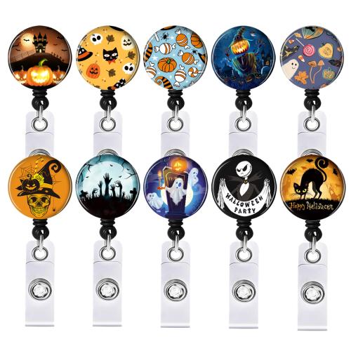 ABS Plastic Easy Pulling Buckle, with Tibetan Style, Halloween Design & retractable & different styles for choice & epoxy gel, more colors for choice, 10PCs/Lot, Sold By Lot