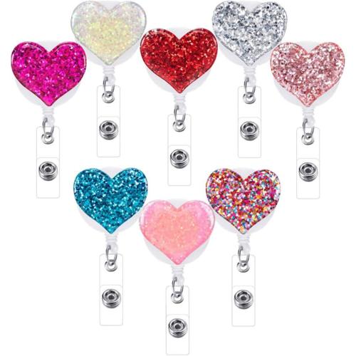 Akryl Let trække spænde, med ABS plast & Zinc Alloy, Heart, optrækkelige, flere farver til valg, 10pc'er/Lot, Solgt af Lot