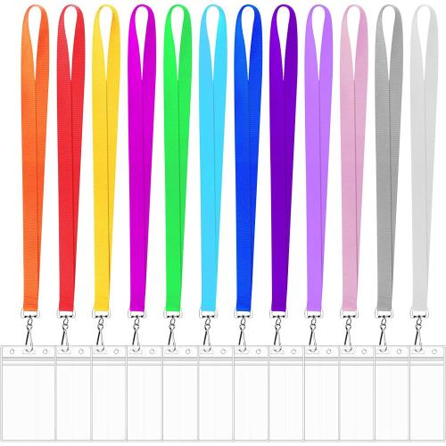 plástico PVC Titular de la tarjeta del acollador, con Poliéster & aleación de zinc, unisexo, más colores para la opción, 10PCs/Grupo, Vendido por Grupo