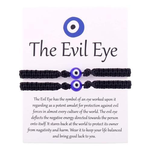 Evil Eye Jewelry Bracelet, Glass, with Nylon Cord, handmade, 2 pieces & Unisex, more colors for choice, Length:Approx 16 cm, Sold By Set