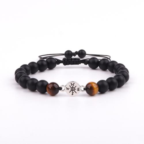 Gemstone Armbånd, 304 rustfrit stål, med Voks & Ædelsten, håndlavet, forskellige materialer til valg & Unisex, flere farver til valg, Længde Ca. 16 cm, Solgt af PC