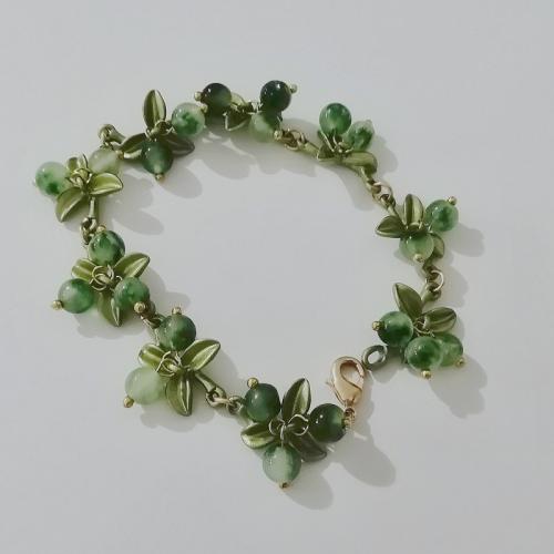 Pulsera de Aleación de Zinc, con Perlas cultivadas de agua dulce & Perlas plásticas, barniz de secado al horno, diferentes materiales para la opción & para mujer, más colores para la opción, longitud:aproximado 20 cm, Vendido por UD