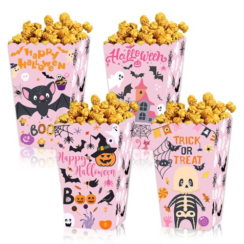 Papir Popcorn boks, Halloween Design & Sammenklappelige & forskellig størrelse for valg & forskellige design til valg, flere farver til valg, Solgt af sæt