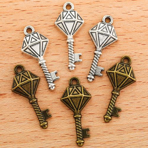 Tibetan Style Key Pendants, plated, DIY, more colors for choice, 27x12mm, 100PC/Bag, Sold By Bag