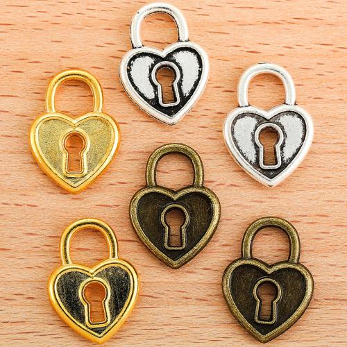 Zinc Alloy Lock Pendants Heart plated DIY Sold By Bag