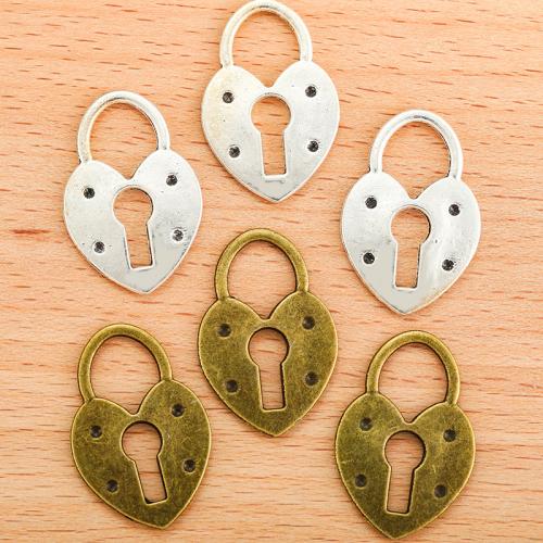 Tibetan Style Lock Pendants, Heart, plated, DIY, more colors for choice, 29x19mm, 100PC/Bag, Sold By Bag