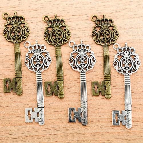 Tibetan Style Key Pendants, plated, DIY, more colors for choice, 67x22mm, 100PC/Bag, Sold By Bag