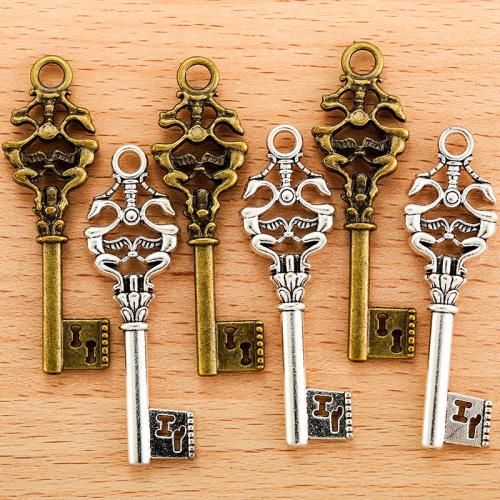 Tibetan Style Key Pendants, plated, DIY, more colors for choice, 49x15mm, 100PC/Bag, Sold By Bag