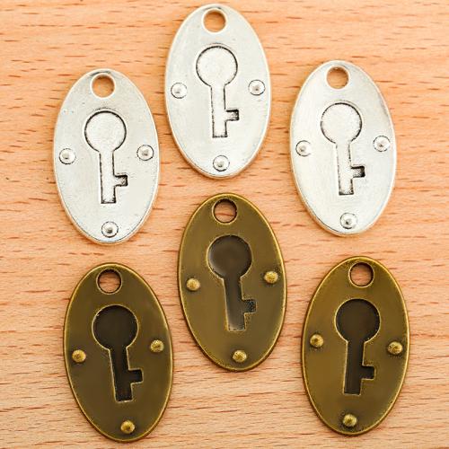 Tibetan Style Key Pendants, plated, DIY, more colors for choice, 27x16mm, 100PC/Bag, Sold By Bag