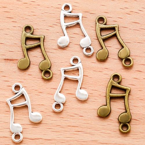 Tibetan Style Pendants, Music Note, plated, DIY & 1/1 loop, more colors for choice, 20x11mm, 100PC/Bag, Sold By Bag