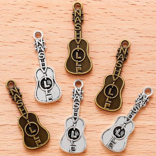 Instrument de musique en forme de pendentifs en alliage de Zinc, guitare, Placage, DIY, plus de couleurs à choisir, 28x10mm, 100PC/sac, Vendu par sac