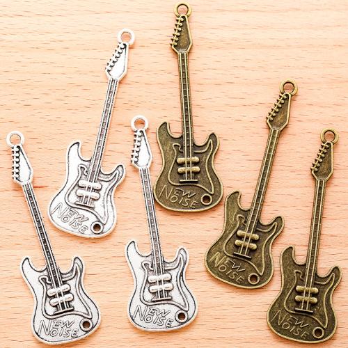 Instrument de musique en forme de pendentifs en alliage de Zinc, guitare, Placage, DIY, plus de couleurs à choisir, 66x21mm, 100PC/sac, Vendu par sac