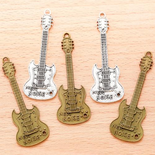 Musical Instrument Shaped Tibetan Style Pendants, Guitar, plated, DIY, more colors for choice, 68x25mm, 100PC/Bag, Sold By Bag