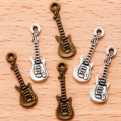 Instrument de musique en forme de pendentifs en alliage de Zinc, guitare, Placage, DIY, plus de couleurs à choisir, 24x8mm, 100PC/sac, Vendu par sac