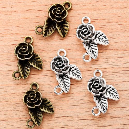 Flower Tibetan Style Connector, Rose, plated, DIY & 1/1 loop, more colors for choice, 20x14mm, 100PC/Bag, Sold By Bag