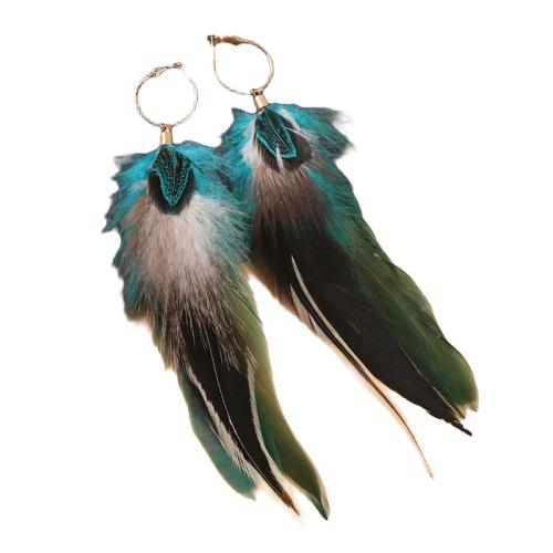 Feather Drop Earring with Zinc Alloy folk style & for woman Sold By Pair