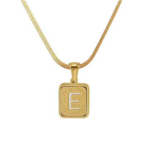 Titanium Steel Necklace with 2inch extender chain Geometrical Pattern gold color plated Unisex & with letter pattern & hollow Length Approx 15.7 Inch Sold By PC