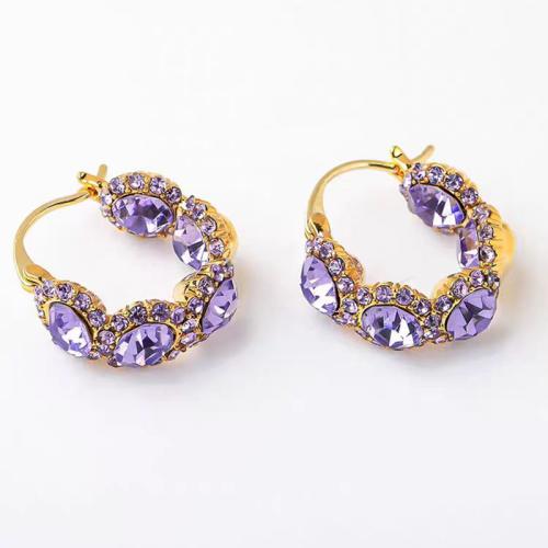 Zinc Alloy Hendel weer Earring, gold plated, micro pave zirconia & voor vrouw, 25x25mm, Verkocht door pair