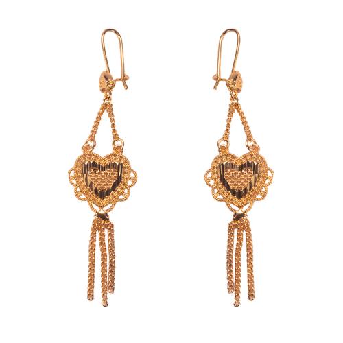 Brass Tassel Earring, Heart, 24K gold plated, fashion jewelry & for woman, earring length 50-70mm, Sold By Pair