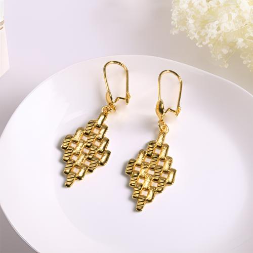 Brass Drop Earring, Geometrical Pattern, 24K gold plated, for woman & hollow, earring length 40-60mm, Sold By Pair