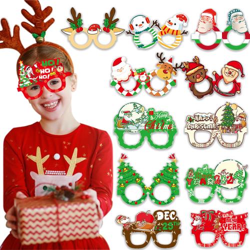 Paper Christmas Fancy Glasses, printing, different styles for choice, 150mm, 6PCs/Set, Sold By Set