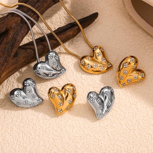 Rhinestone Stainless Steel Jewelry Set, 304 Stainless Steel, fashion jewelry & different styles for choice & for woman & with rhinestone, more colors for choice, Sold By PC