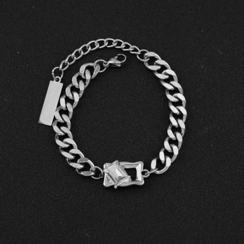 Cubic Zirconia Stainless Steel smycken, armband & halsband, 304 rostfritt stål, mode smycken & Unisex & micro bana cubic zirconia, Säljs av PC