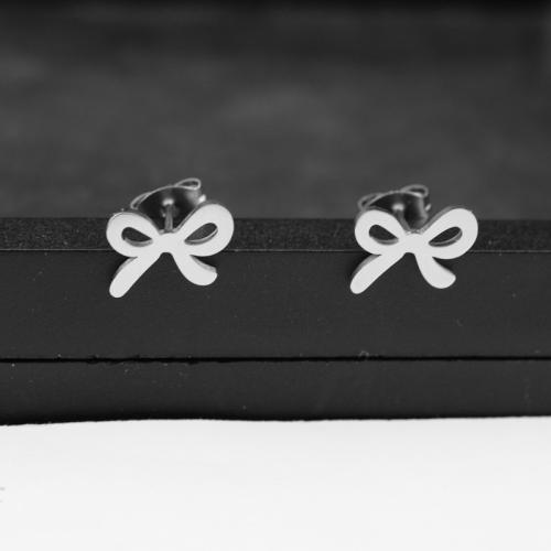 Edelstahl Ohrringe, 304 Edelstahl, Schleife, Modeschmuck & für Frau, 11x8mm, verkauft von Paar