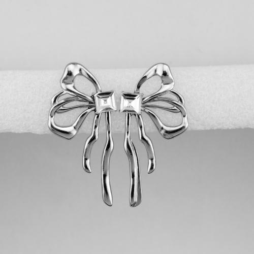 Stainless Steel Stud Earrings 304 Stainless Steel Bowknot fashion jewelry & for woman & with rhinestone 40mm Sold By Pair