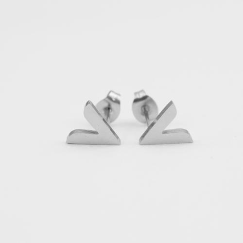 Stainless Steel Stud Earrings, 304 Stainless Steel, Letter V, fashion jewelry & for woman, 8.20x8.30mm, Sold By Pair