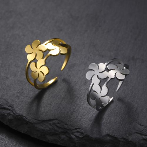 Stainless Steel Finger Ring 304 Stainless Steel Flower fashion jewelry & for woman Sold By PC