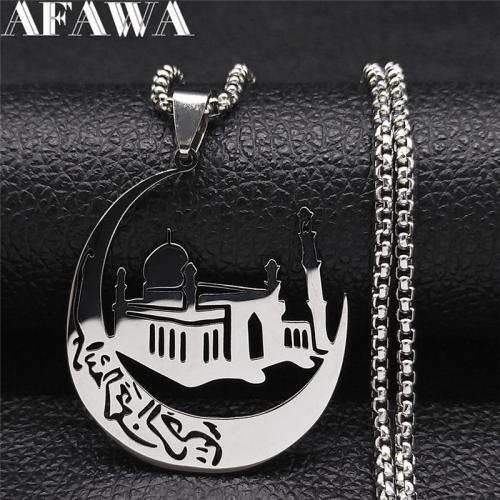 Stainless Steel Jewelry Necklace, 304 Stainless Steel, fashion jewelry & Unisex & hollow, silver color, 38x35mm, Length:Approx 50 cm, Sold By PC