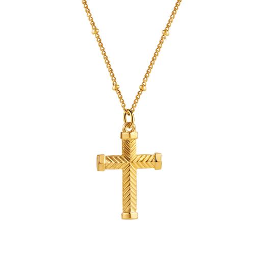 Stainless Steel Jewelry Necklace, 304 Stainless Steel, with 5cm extender chain, Cross, fashion jewelry & different styles for choice & for woman, golden, Sold Per Approx 40 cm Strand