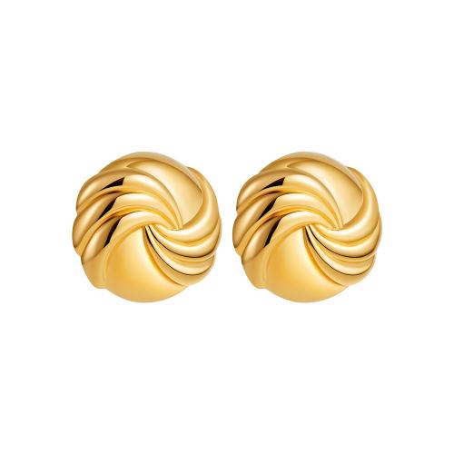 Stainless Steel Stud Earrings, 304 Stainless Steel, 18K gold plated, fashion jewelry & for woman, golden, 20x18mm, Sold By Pair