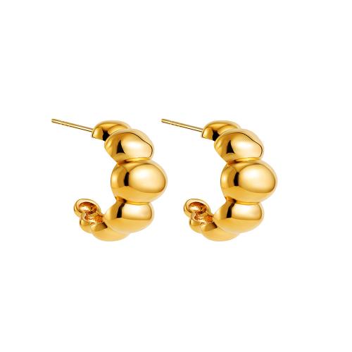 Stainless Steel Stud Earrings, 304 Stainless Steel, 18K gold plated, fashion jewelry & for woman, golden, 10x18mm, Sold By Pair