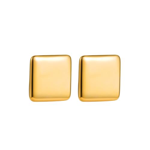 Stainless Steel Stud Earrings 304 Stainless Steel Square fashion jewelry & for woman golden Sold By Pair