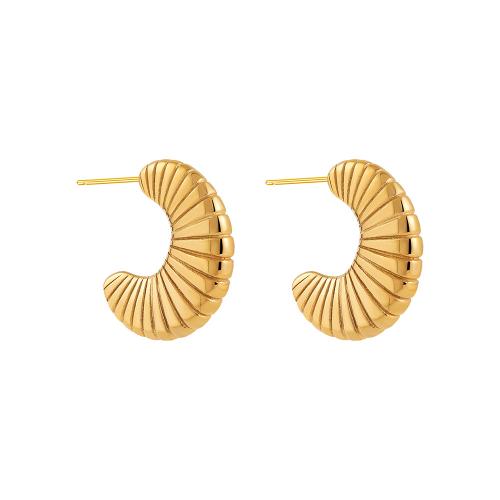 Stainless Steel Stud Earrings, 304 Stainless Steel, 18K gold plated, fashion jewelry & for woman, golden, 26x225mm, Sold By Pair