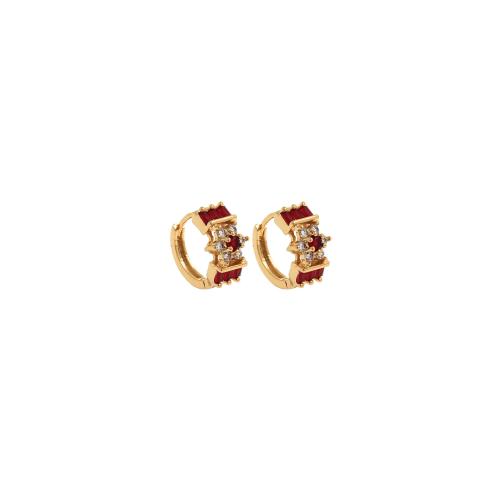 Cubic Zirconia Micro Pave Brass Earring gold color plated fashion jewelry & micro pave cubic zirconia & for woman nickel lead & cadmium free Sold By Pair