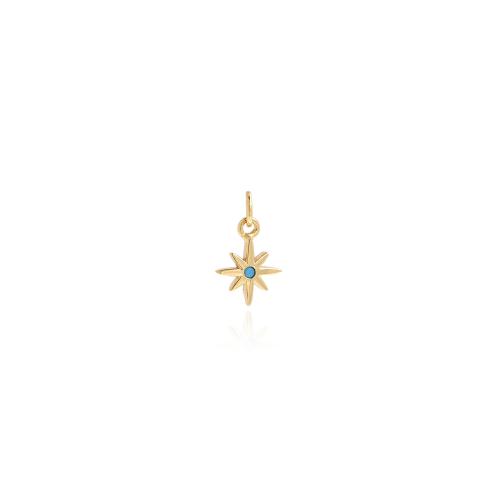 Brass Jewelry Pendants, Eight Point Star, gold color plated, DIY, nickel, lead & cadmium free, 12.50x7x1.20mm, Sold By PC