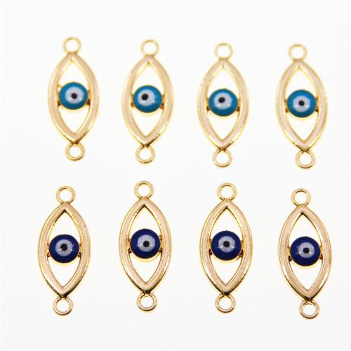 Connecteur Evil Eye, alliage de zinc, Mauvais œil, Placage de couleur d'or, DIY & émail & boucle de 1/1, plus de couleurs à choisir, protéger l'environnement, sans nickel, plomb et cadmium, 27x11x3mm, Environ 100PC/sac, Vendu par sac