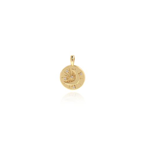 Cubique Pendentif en laiton zircon pavent, Placage de couleur d'or, DIY & pavé de micro zircon, protéger l'environnement, sans nickel, plomb et cadmium, 25x18x2.50mm, Vendu par PC