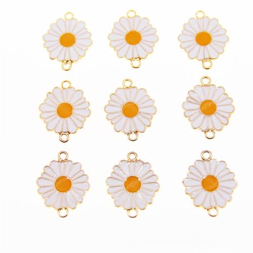 Flower Tibetan Style Connector, Daisy, gold color plated, DIY & enamel & 1/1 loop, nickel, lead & cadmium free, 24x8x3mm, Approx 100PCs/Bag, Sold By Bag