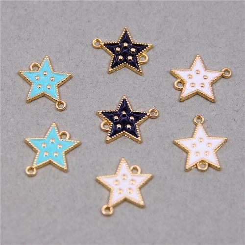 Star Tibetan Style Connector, gold color plated, DIY & enamel & 1/1 loop, more colors for choice, nickel, lead & cadmium free, 15x15mm, Approx 100PCs/Bag, Sold By Bag