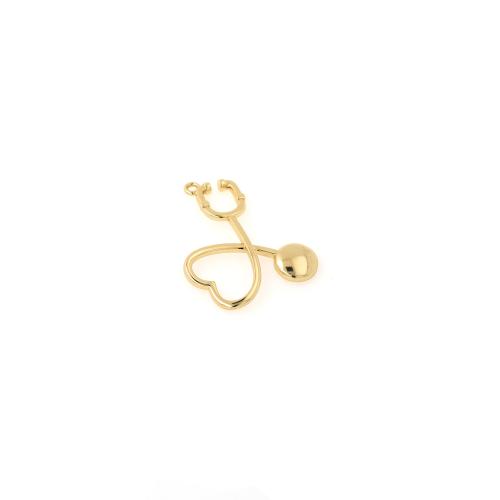 Brass Jewelry Pendants, Stethoscope, gold color plated, DIY, nickel, lead & cadmium free, 35.50x24x2.30mm, Sold By PC